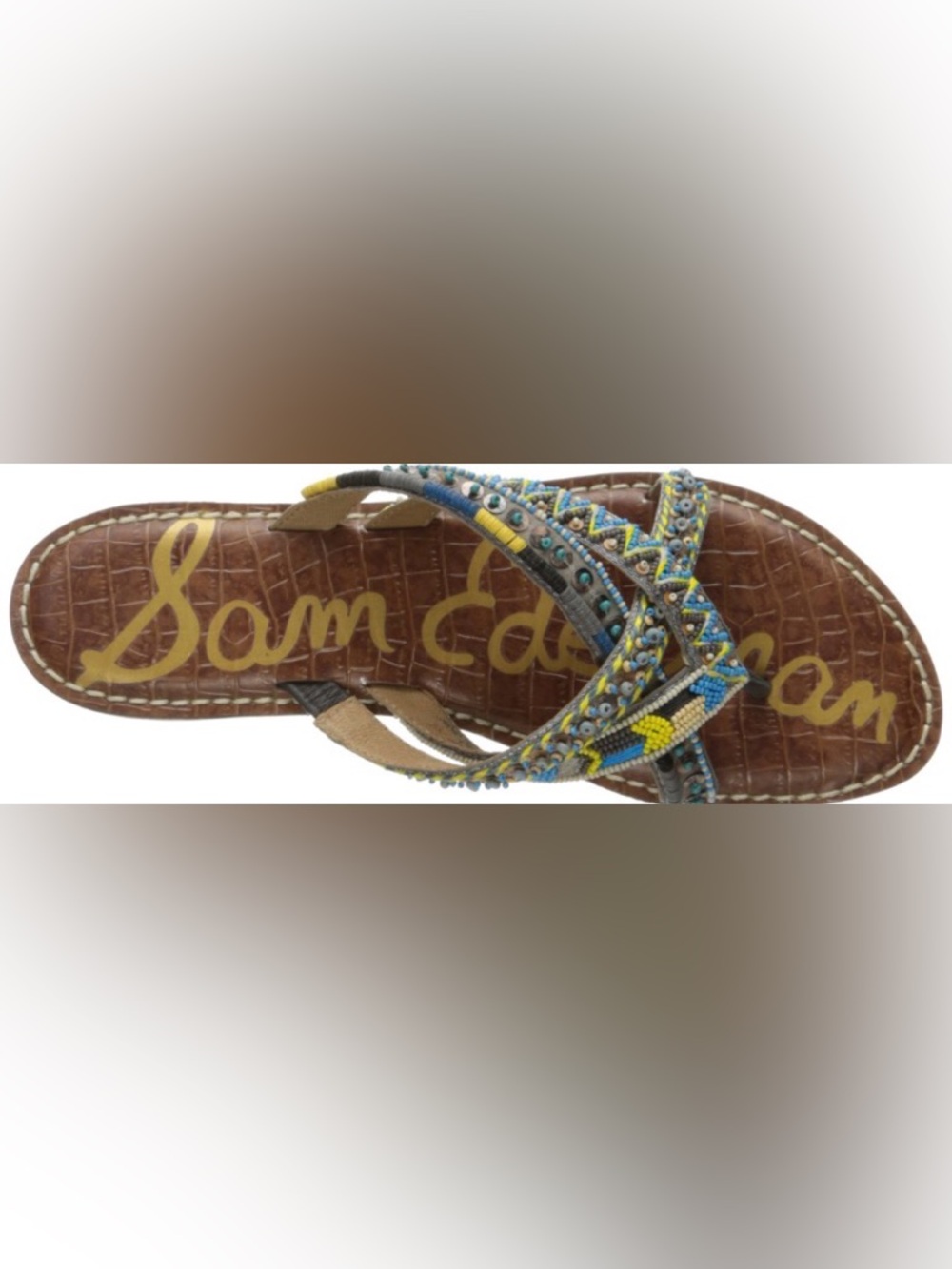 Sam Edelman Beaded Karley Embellished Leather Thong Sandals Boho Hippie Festival